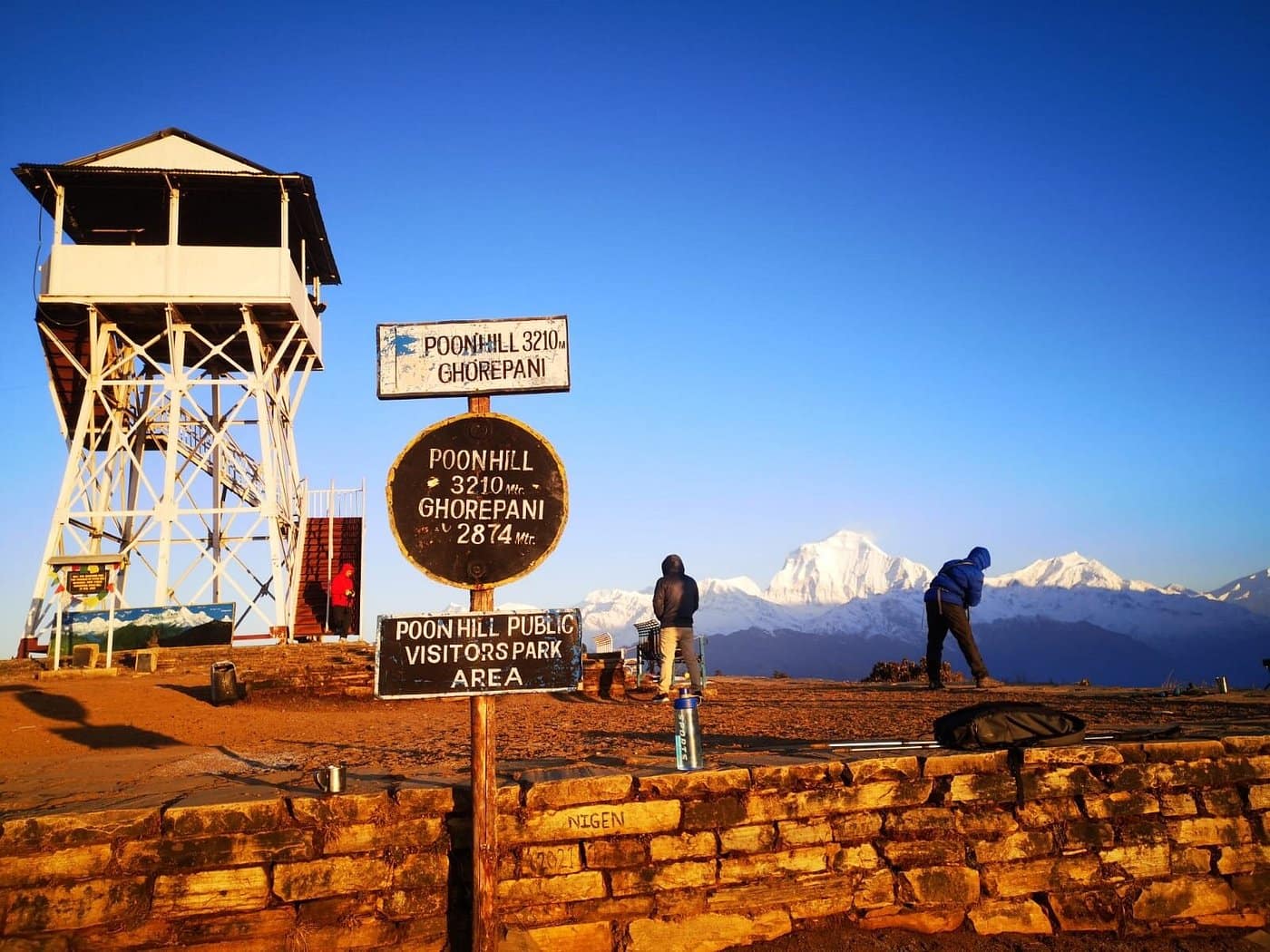 Sunrise view from Poon Hill with Annapurna and Dhaulagiri mountains