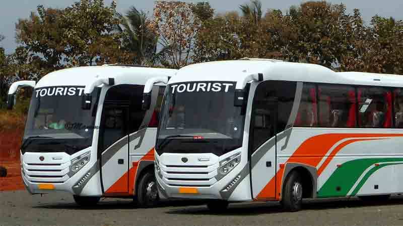 Scenic view of the Himalayas from the Kathmandu to Pokhara tourist bus route